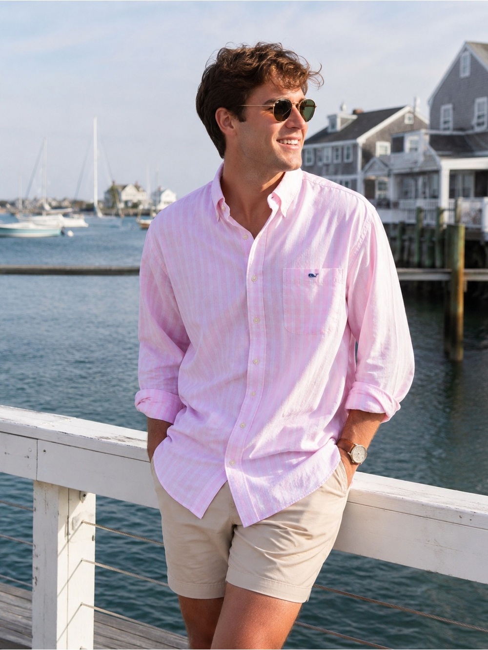 Vineyard Vines XL Pink Stripe Tucker Shirt Button Down Whale Logo Coastal Prep